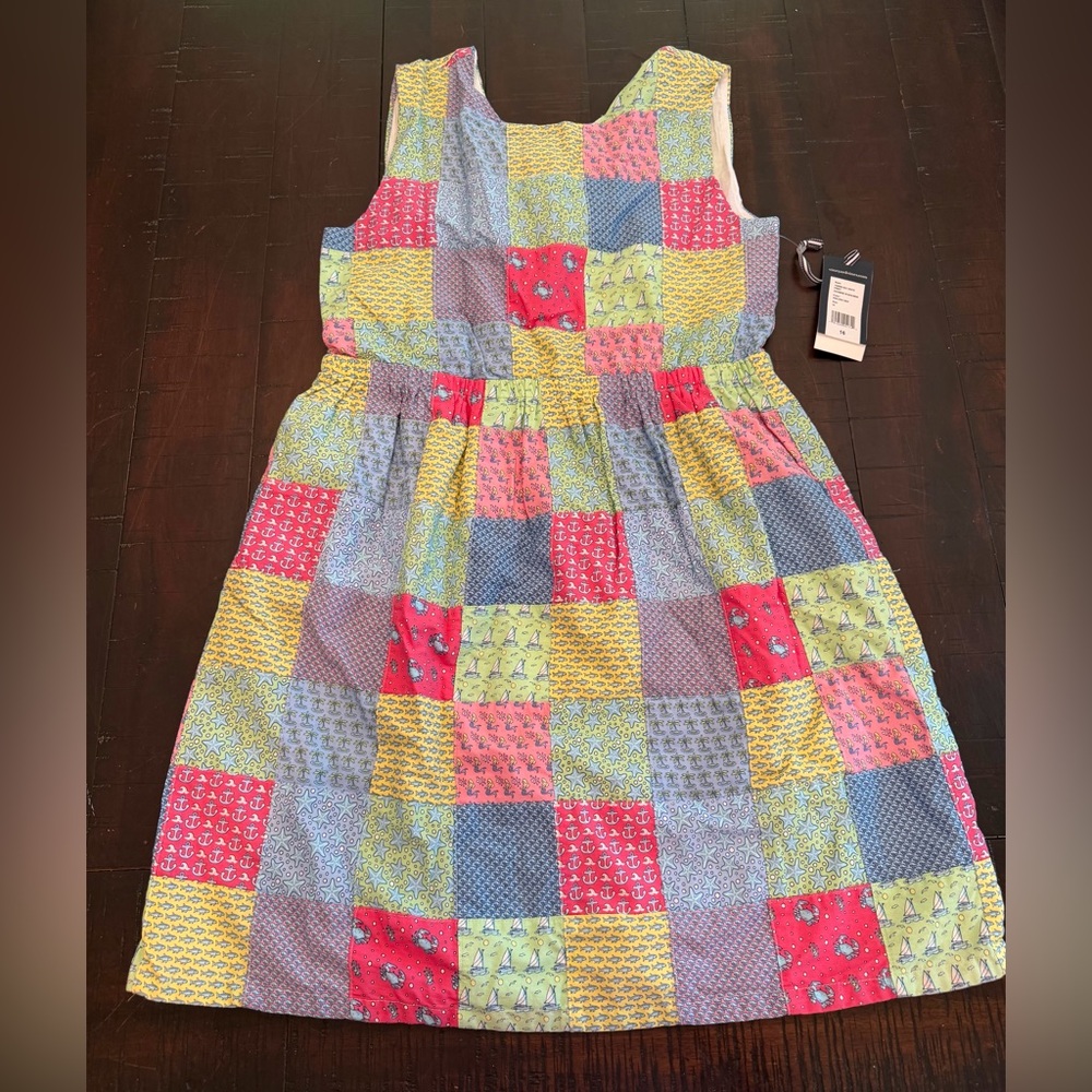 Vineyard Vines Patchwork Sailboat Sleeveless Dress -Girls size 16 NWT